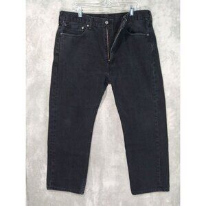 Levis 505 Jeans Mens 38x30 Black Denim Regular Fit Straight Leg Grunge Skater